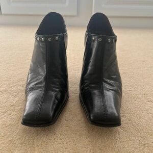 Cinderella Black Heeled Boots with Silver Studs